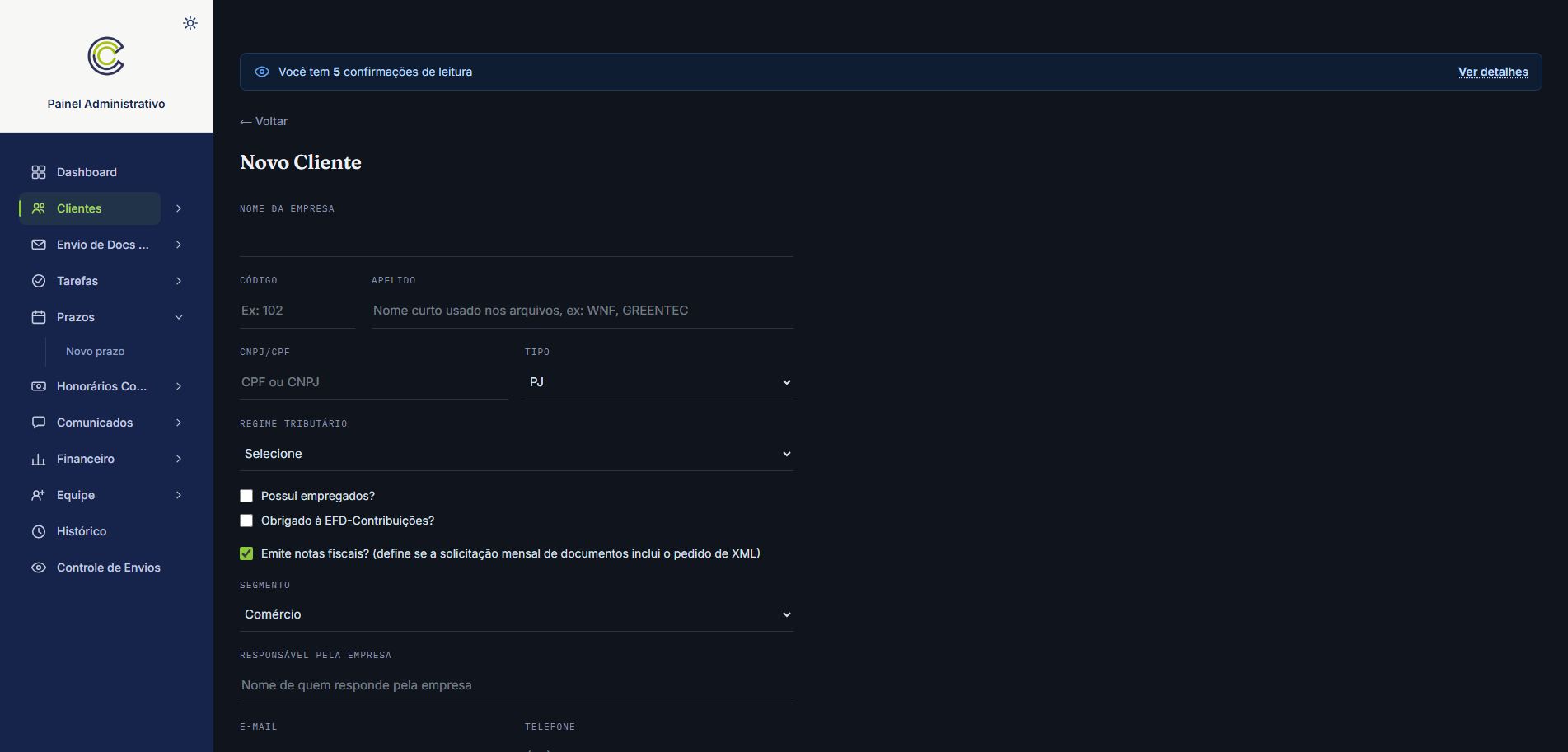 Opção Contabilidade 13